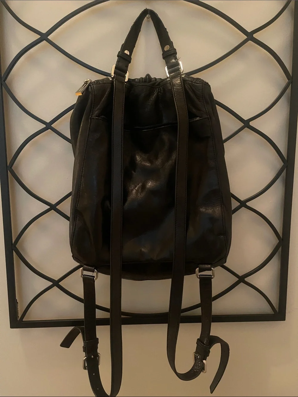 Michael Kors Black Leather Zip-Accent Backpack